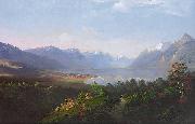 August Ludwig Erhard Boll Blick auf den Genfer See Sweden oil painting artist